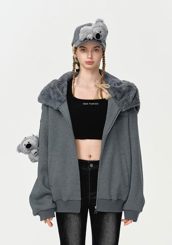 13DE MARZO 24FW Koala拉链帽衫