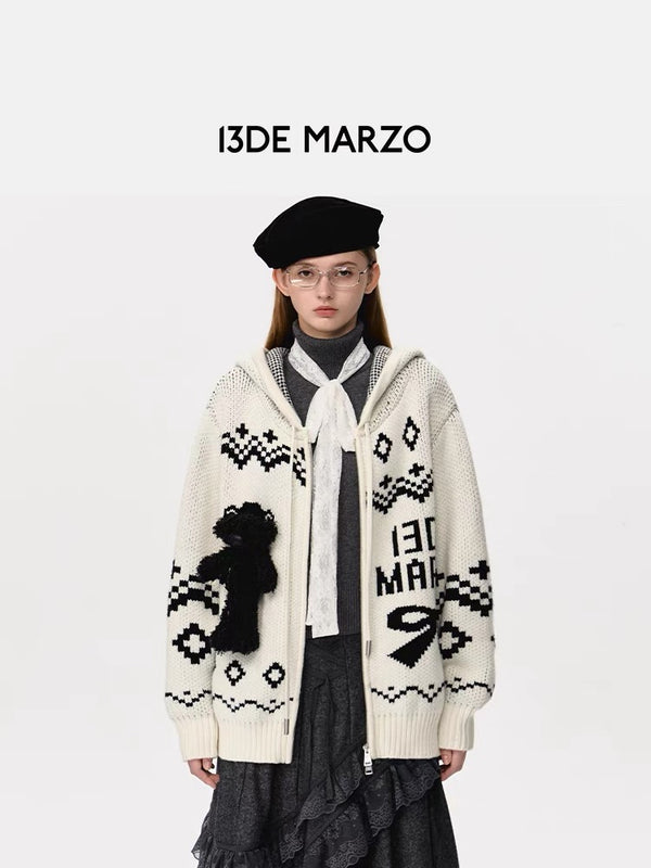 13DE MARZO 24FW 费尔岛提花针织开衫