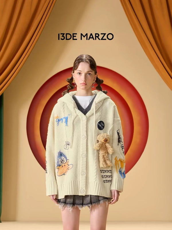 13DE MARZO 24FW 兔八哥联名系列羊毛针织开衫