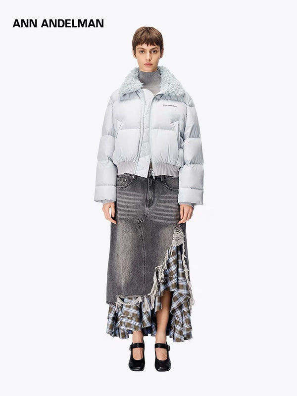 ANN ANDELMAN 24FW 毛领银灰色羽绒服