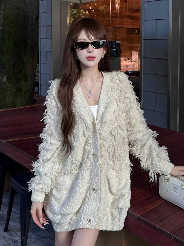 Three Quarters 24FW 慵懒手工流苏针织开衫