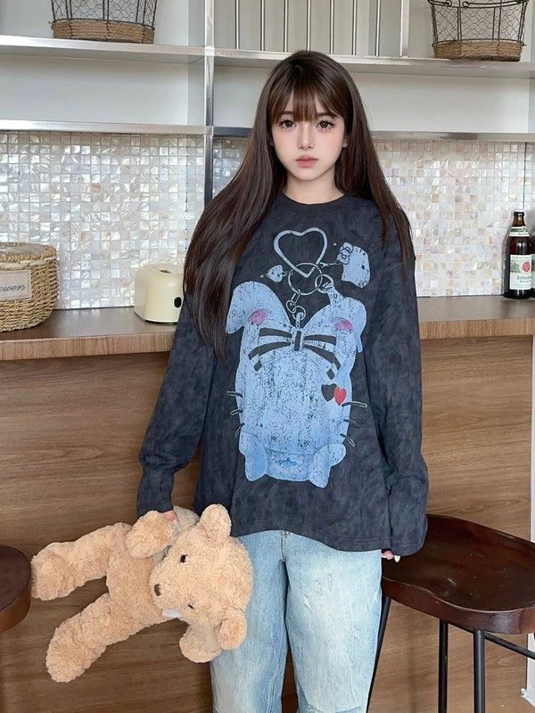 Sofitte 24AW 撞色兔子斑驳做旧长袖