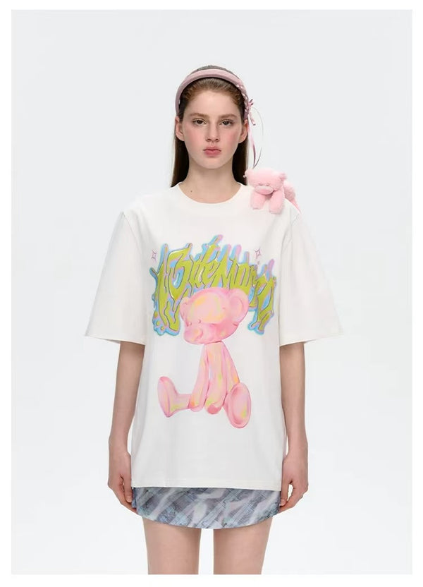 13DE MARZO 25SS 插画炫彩小熊T恤