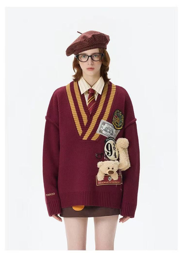 13DE MARZO x 哈利·波特联名 25FW 9¾站台V领毛衣