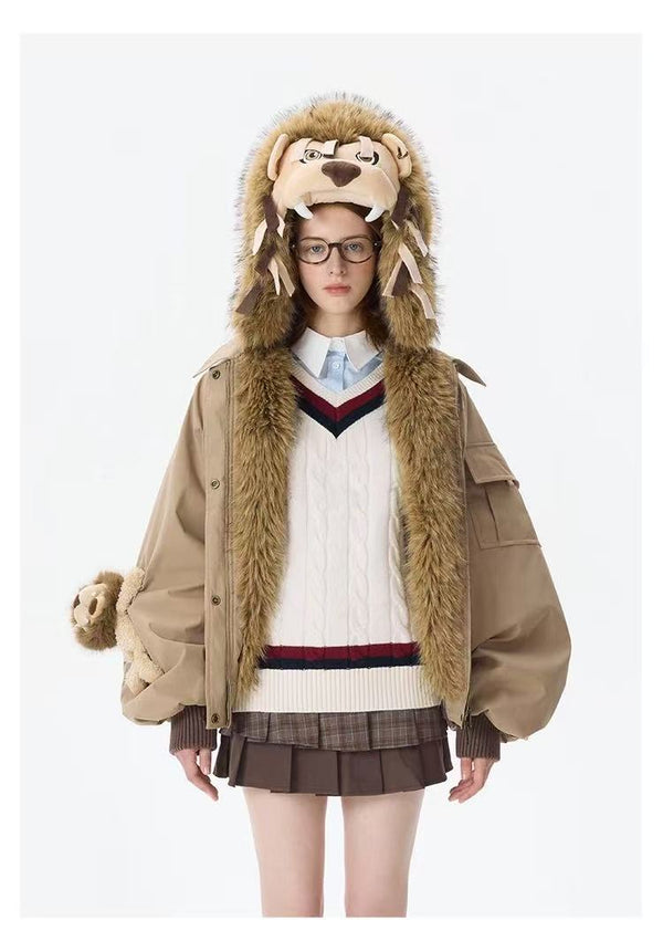 13DE MARZO x 哈利·波特联名 25FW 卢娜狮子头夹棉外套